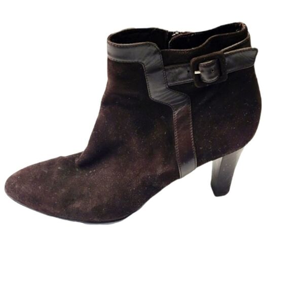 Aquatalia Boots Womens‎ Size 9.5 Brown Suede Ankle Booties High Heel Zip Up - Picture 1 of 9